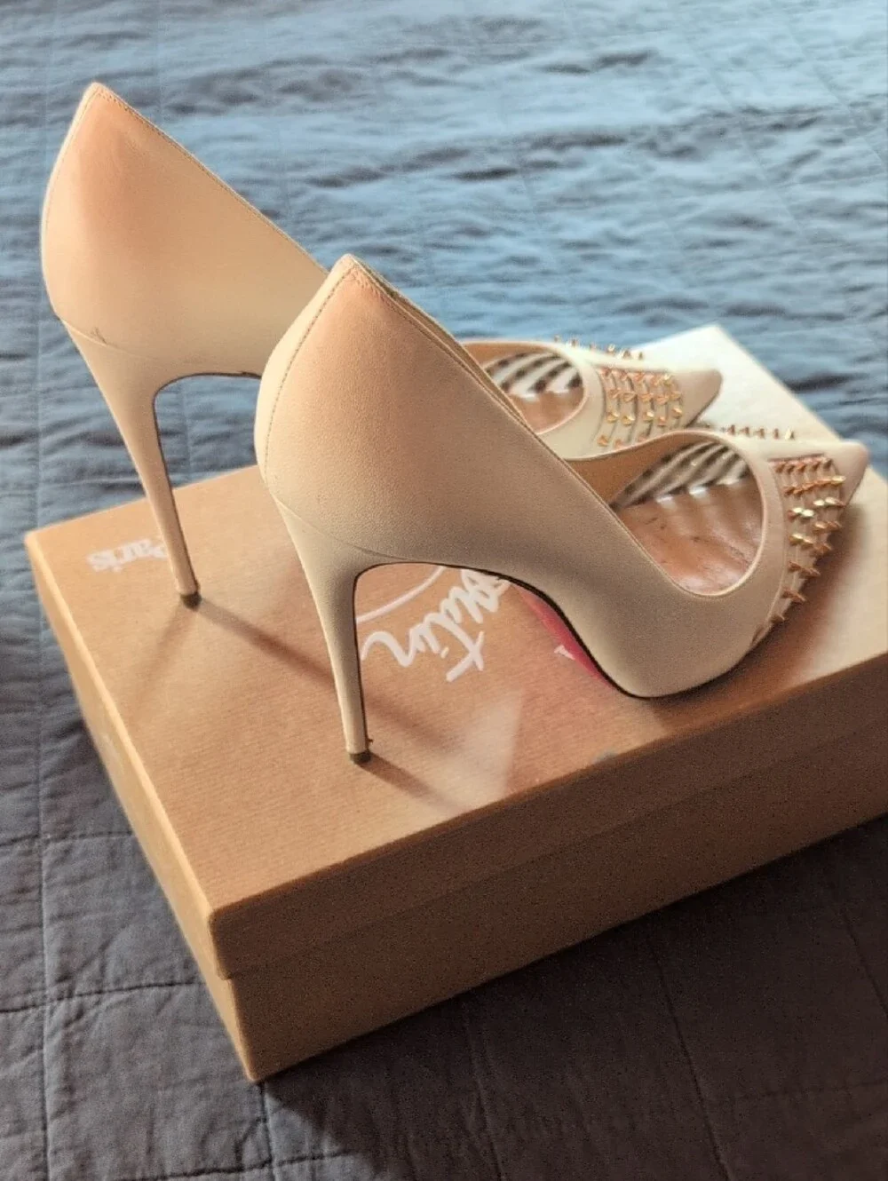 Christian Louboutin Cream Bareta 100 KID/Rete